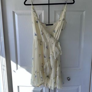 Pale Yellow A&F Wrap Mini Dress